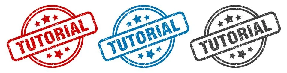 Tutorial stamp. tutorial round isolated sign. tutorial label set Illustrazione stock