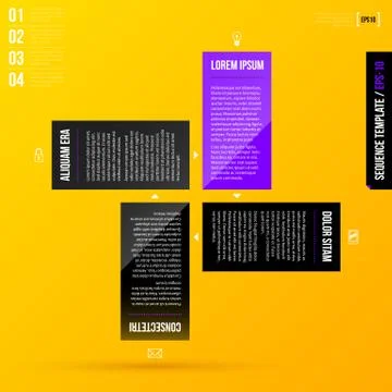 Tutorial template with 4 steps on bright yellow background. EPS10 Illustrazione stock