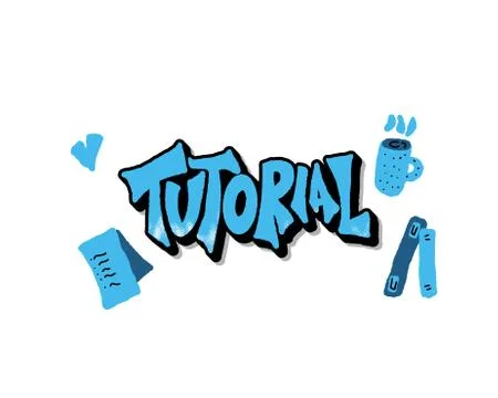 Tutorial text. Lettering with decoration. Vector color illustration. Stockillustratie