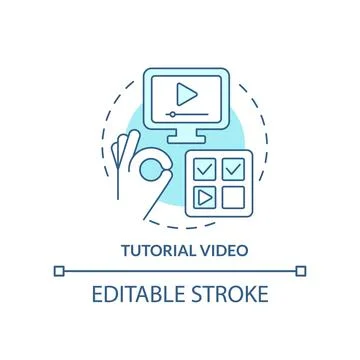 Tutorial video turquoise concept icon Stock Illustration