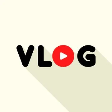 Tutorial vlog logo, flat style Stock Illustration