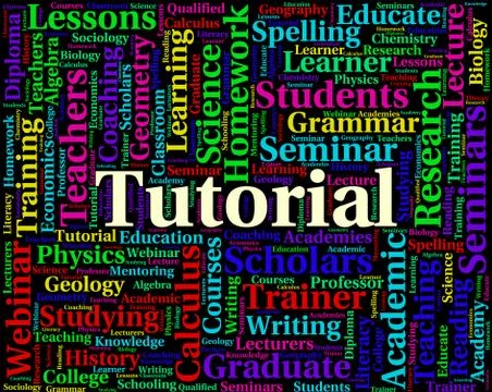 Tutorial Word Indicates Online Tutorials And Educate Stock Illustration