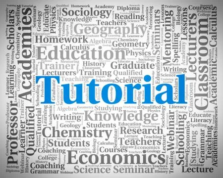 Tutorial Word Indicates Online Tutorials And College Stock Illustration