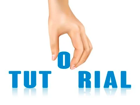 Tutorial word taken away by hand Stock Illustration