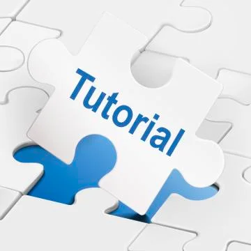 Tutorial word on white puzzle pieces Stock Illustration