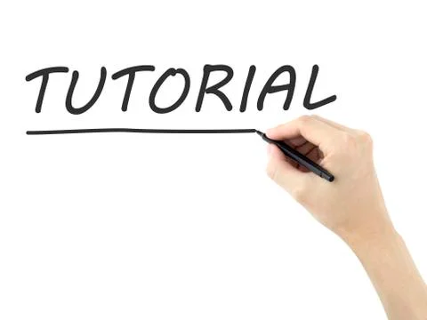 Tutorial word written by man's hand Stock Photos