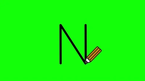 Tutorial for writing English alphabet. Trace the letter N Stock Footage 157639160