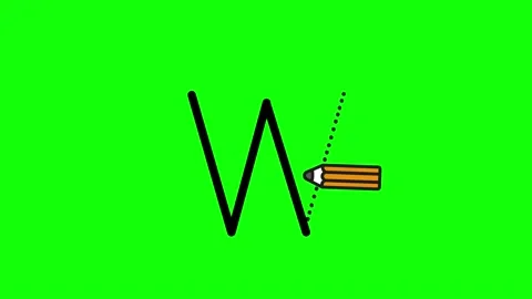 Tutorial for writing English alphabet. Trace the letter w Stock Footage 157639199