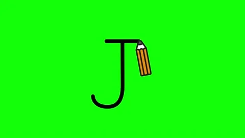 Tutorial for writing English alphabet. Trace the letter J Stock Footage 157704359