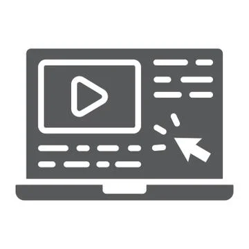 Tutorials glyph icon, e learning and education Illustrazione stock