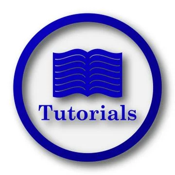 Tutorials icon. Blue internet button on white background.. Illustrazione stock
