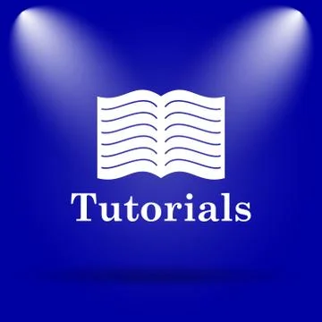Tutorials icon. Flat icon on blue background.. Illustrazione stock
