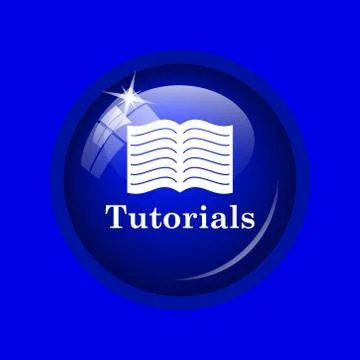 Tutorials icon. Internet button on blue background. . Stock Illustration