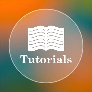 Tutorials icon. Internet button on colored  background.. Illustrazione stock