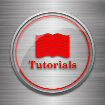 Tutorials icon. Internet button on metallic background.. Stock Illustration