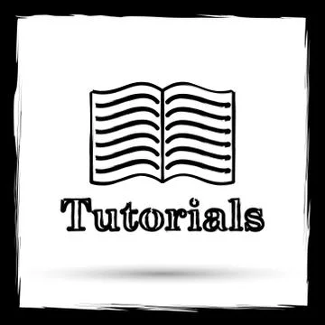 Tutorials icon. Internet button on white background. Outline design imitating Stock Illustration