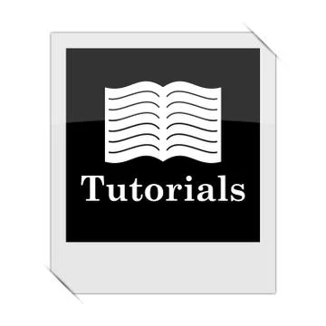 Tutorials icon within a photo on white background. Illustrazione stock