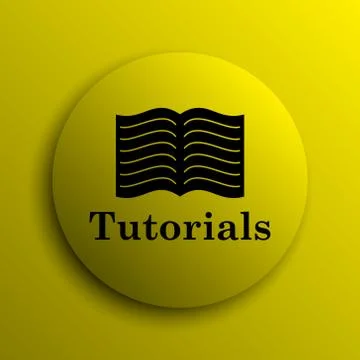 Tutorials icon. Yellow internet button.. Illustrazione stock