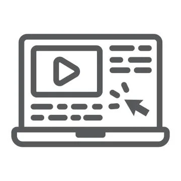 Tutorials line icon, e learning and education Stock Illustration