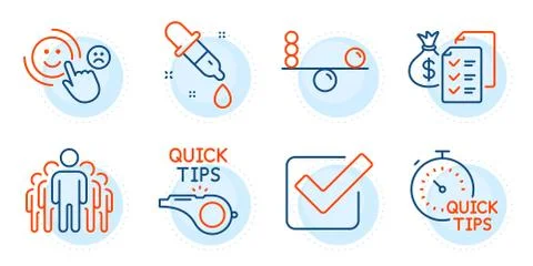 Tutorials, Quick tips and Accounting wealth icons set. Vector Stock Illustration