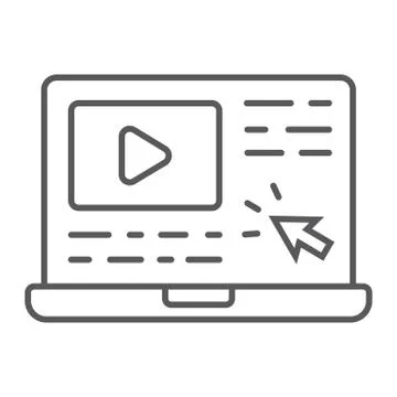 Tutorials thin line icon, e learning and education Stock Illustration