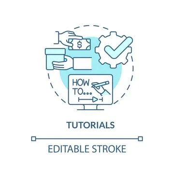 Tutorials turquoise concept icon Illustrazione stock