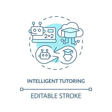 Tutoring in AI education concept editable icon Stock Illustration