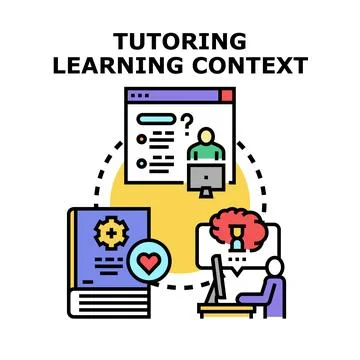 Tutoring and learning context in online education Stock Illustration