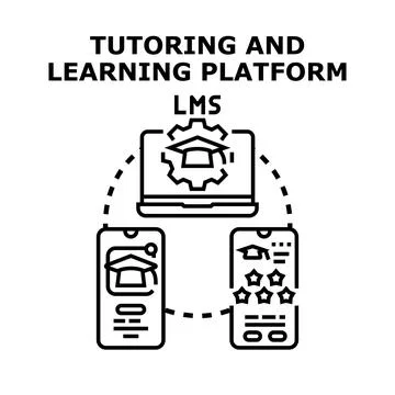 Tutoring and learning management system connecting digital devices 스톡 일러스트