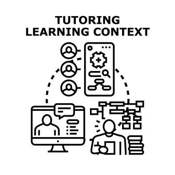 Tutoring, learning and education context for online teaching Stock Illustration