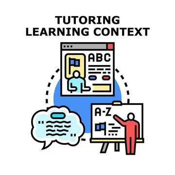 Tutoring learning context with online and in person education Illustrazione stock