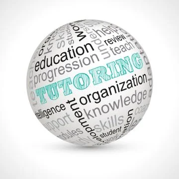 Tutoring theme sphere with keywords Stock Illustration