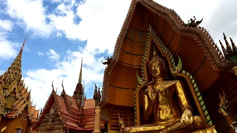 Tuum Sua temple (Tiger Cave temple), most popular temple in Kanchanaburi , Th Stock Footage 111207879