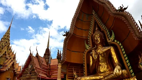Tuum Sua temple (Tiger Cave temple), most popular temple in Kanchanaburi , Th Stock Footage 111207971