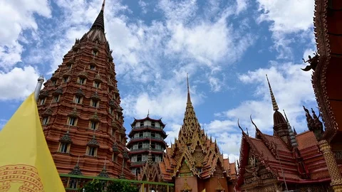 Tuum Sua temple (Tiger Cave temple), most popular temple in Kanchanaburi , Th Stock Footage 115520444