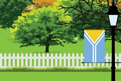 Tuva Day Trees Lamp Vector Illustration Stock Illustration