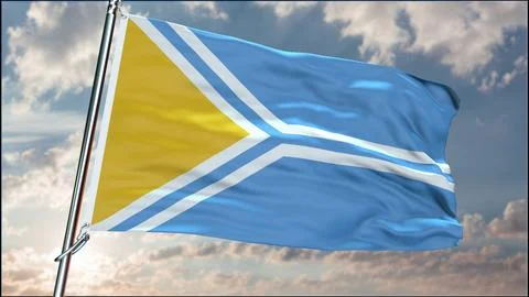 Tuva flag background realistic waving in the wind 8K Ilustración de archivo