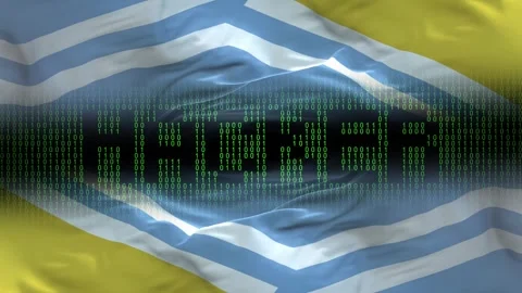 Tuva flag - Waving flag on matrix binary code background Stock Footage 321420682