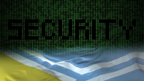 Tuva flag - Waving flag on matrix binary code background Stock Footage 321422625
