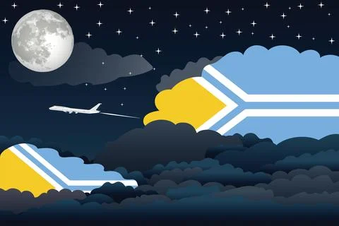 Tuva Night Clouds Airplane Vector Illustration Stock Illustration