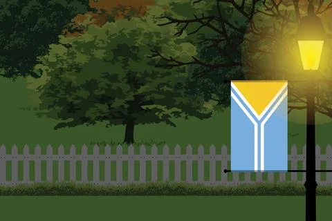 Tuva Night Trees Lamp Vector Illustration Stock Illustration