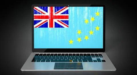 Tuvalu - country flag and binary code on laptop screen Stock Illustration