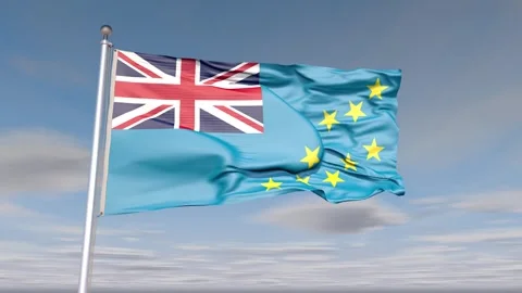 Tuvalu Flag Animation With Sky And Cloud Stock Footage 273370506