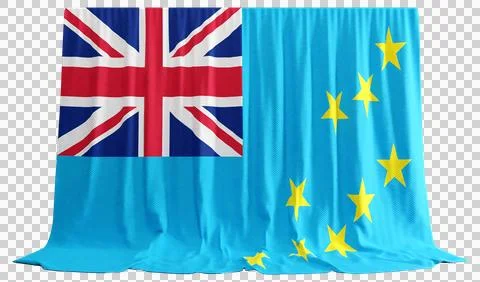 Tuvalu Flag Curtain in 3D Rendering called Flag of Tuvalu Stock Illustration