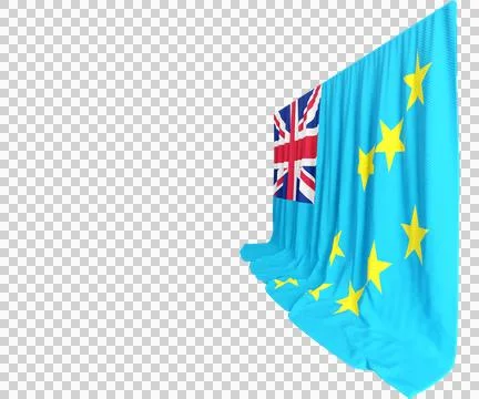 Tuvalu Flag Curtain in 3D Rendering called Flag of Tuvalu Stock Illustration