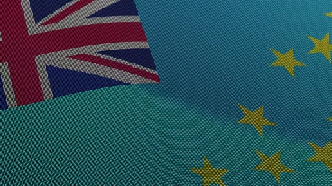 Tuvalu Flag Digital Particle Waving Seamless Loop Animation on Black Backgrou Stock Footage 339303580
