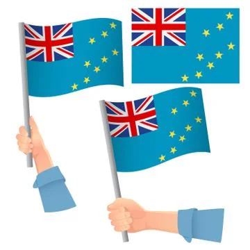 Tuvalu flag in hand set Stock Illustration