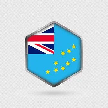 Tuvalu Flag Icon in Hexagon Shape. Stock Illustration