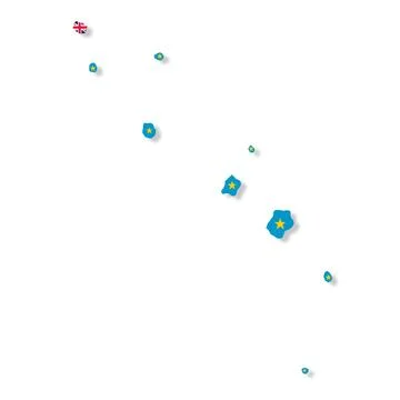 Tuvalu flag map with clipping path Stock Illustration