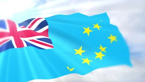 Tuvalu Flag Seamless Loop 4k 60fps on Sky Background Stock Footage 340621122